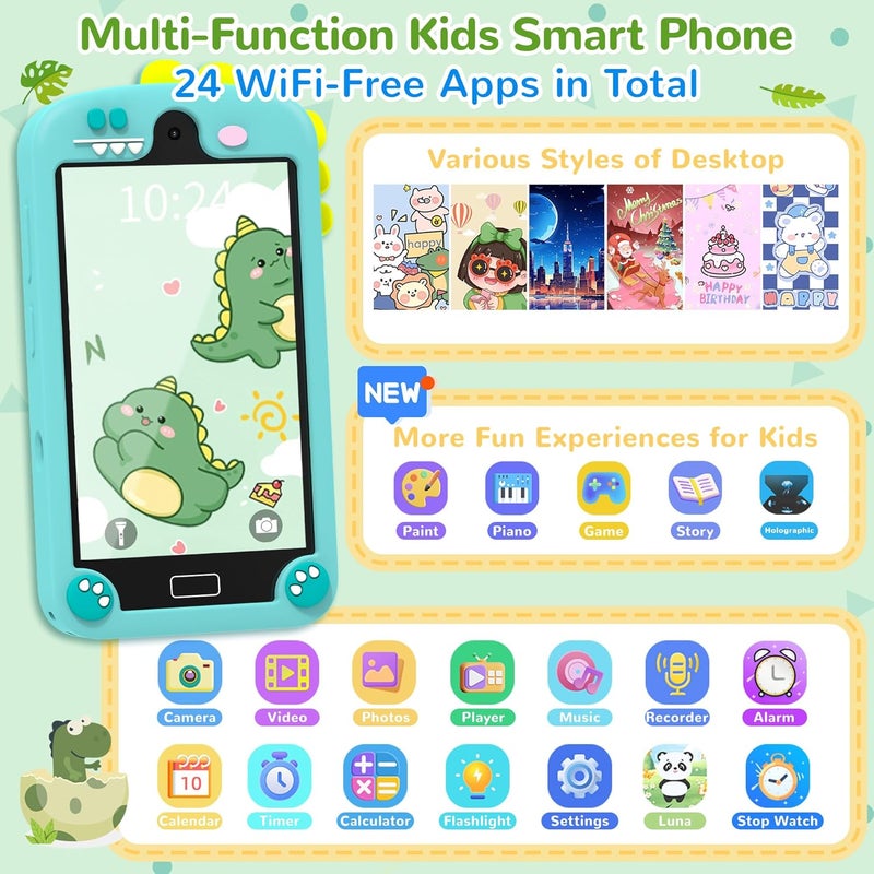 YIFOCO Smart Phone for Kids, Toddler Boy Toys Birthday Gifts for Boy 3 4 5 6 7 8 9 10 Year Old, Preschool Learning Play Toy Cell Phone Educational Games with 32 GB Card, Toddler Kids Travel Essential - Image 2